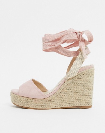 Glamorous Espadrille Wedge With Ankle Tie Roze - Ženske Sandale | 02387EBVU